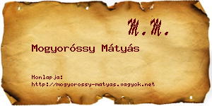 Mogyoróssy Mátyás névjegykártya