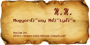 Mogyoróssy Mátyás névjegykártya